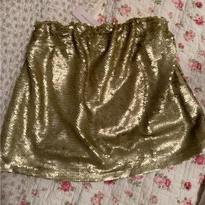 Anthropologie NWT green gold sequin crop loose blouse size XXS XS S